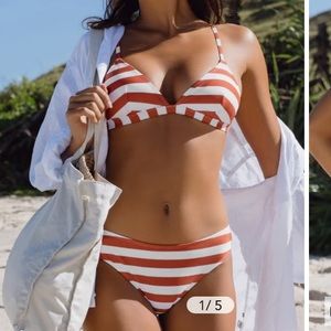 Cupshe striped white and red bikini XS and S NWT